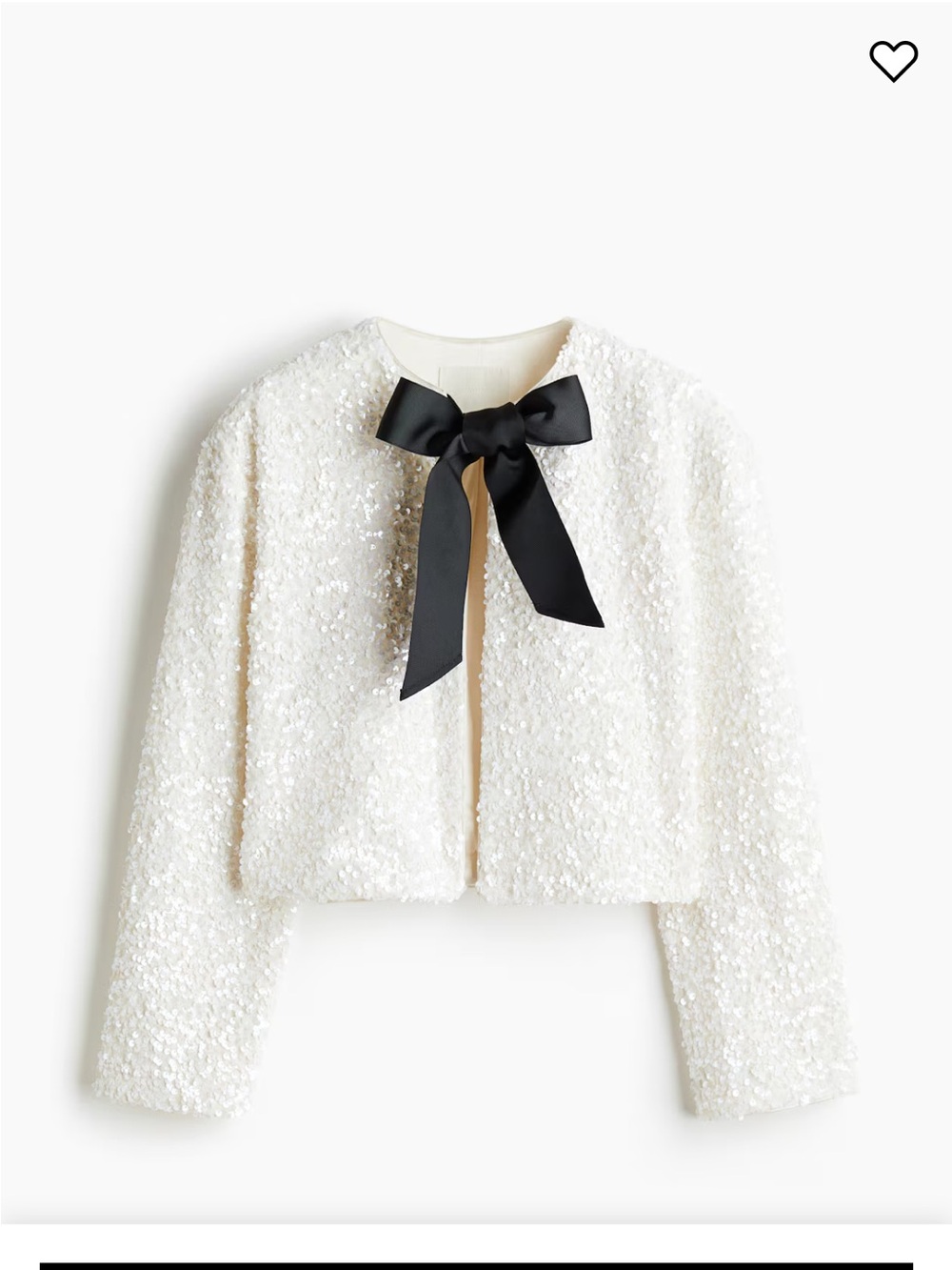 NWT Sequin Cropped Blazer with Black Bow Tie